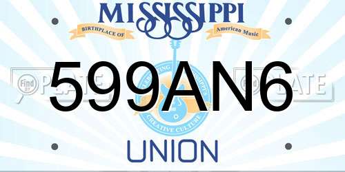 599AN6 Mississippi License Plate