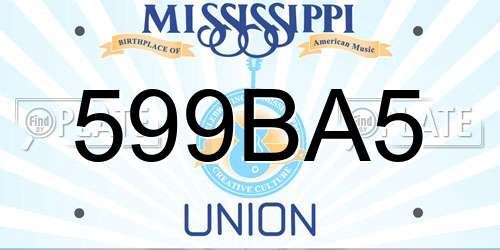 599BA5 Mississippi License Plate
