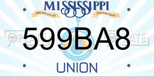 599BA8 Mississippi License Plate