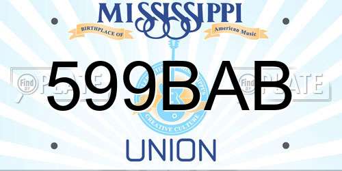 599BAB Mississippi License Plate