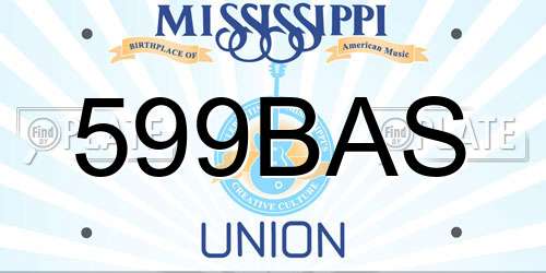 599BAS Mississippi License Plate
