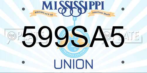 599SA5 Mississippi License Plate