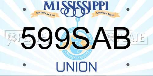 599SAB Mississippi License Plate