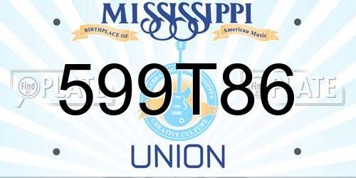 599T86 Mississippi License Plate