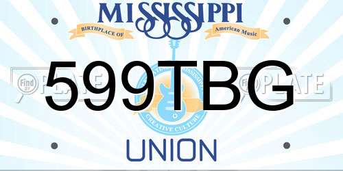 599TBG Mississippi License Plate