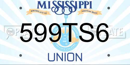 599TS6 Mississippi License Plate