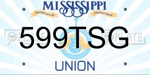 599TSG Mississippi License Plate