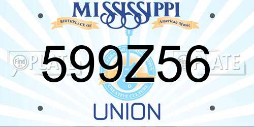 599Z56 Mississippi License Plate