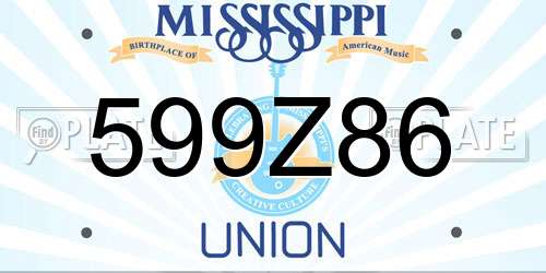 599Z86 Mississippi License Plate