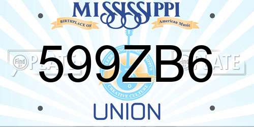 599ZB6 Mississippi License Plate