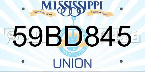 59BD845 Mississippi License Plate