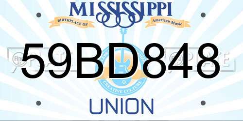 59BD848 Mississippi License Plate