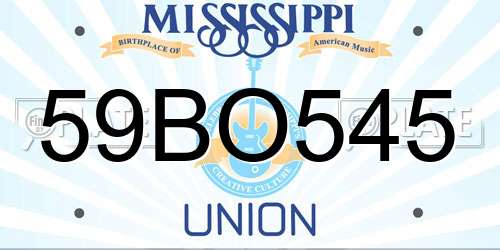 59BO545 Mississippi License Plate