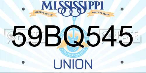 59BQ545 Mississippi License Plate