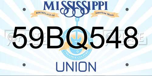 59BQ548 Mississippi License Plate