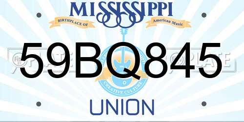 59BQ845 Mississippi License Plate