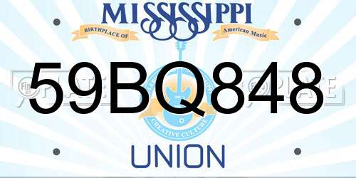 59BQ848 Mississippi License Plate