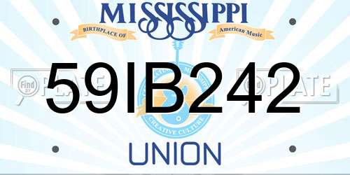59IB242 Mississippi License Plate
