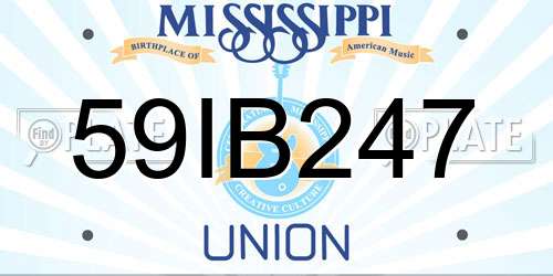 59IB247 Mississippi License Plate
