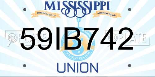 59IB742 Mississippi License Plate