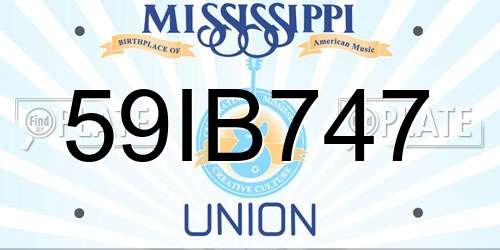 59IB747 Mississippi License Plate
