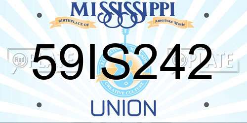 59IS242 Mississippi License Plate