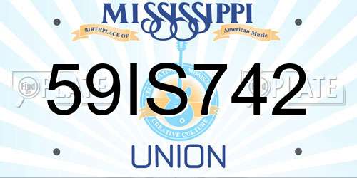 59IS742 Mississippi License Plate