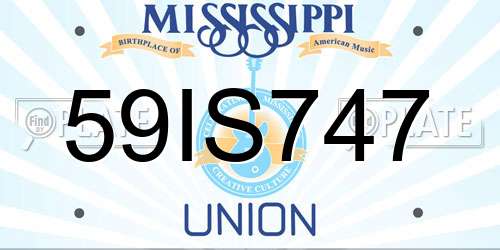 59IS747 Mississippi License Plate