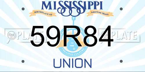59R84 Mississippi License Plate