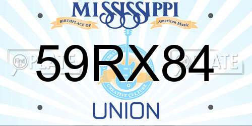 59RX84 Mississippi License Plate
