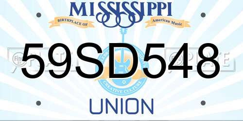 59SD548 Mississippi License Plate