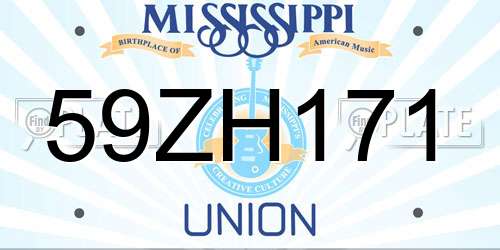 59ZH171 Mississippi License Plate