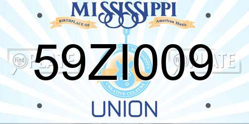59ZI009 Mississippi License Plate