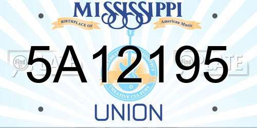 5A12195 Mississippi License Plate