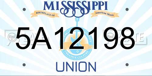 5A12198 Mississippi License Plate
