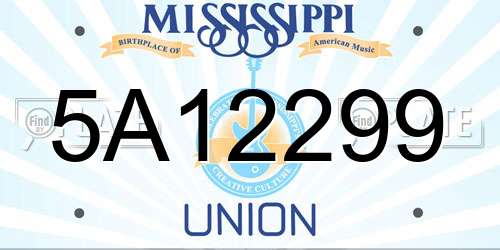 5A12299 Mississippi License Plate