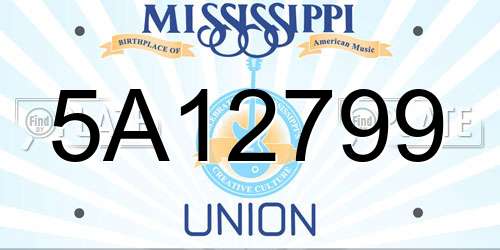 5A12799 Mississippi License Plate