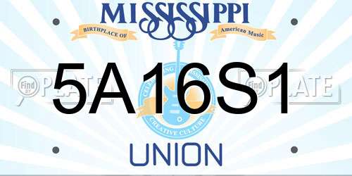 5A16S1 Mississippi License Plate