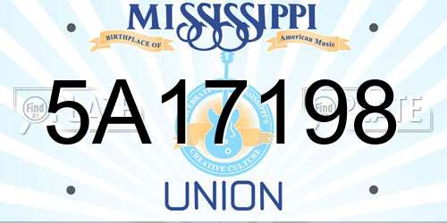 5A17198 Mississippi License Plate
