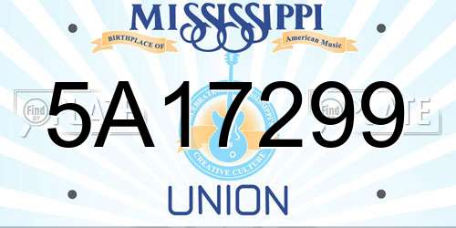 5A17299 Mississippi License Plate