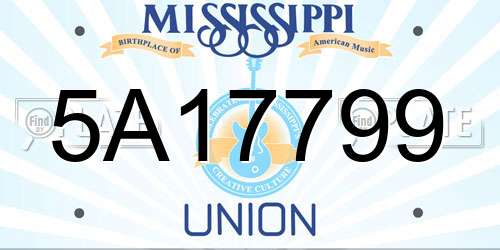 5A17799 Mississippi License Plate