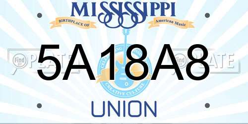 5A18A8 Mississippi License Plate