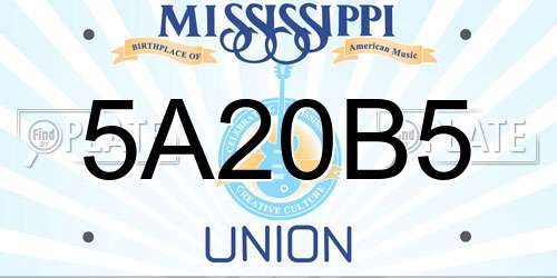5A20B5 Mississippi License Plate