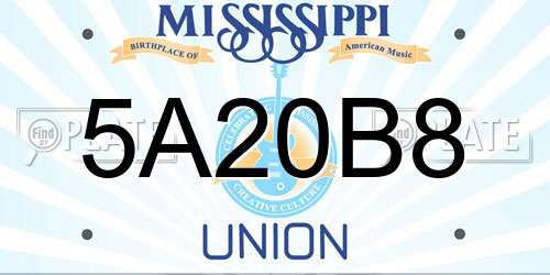 5A20B8 Mississippi License Plate