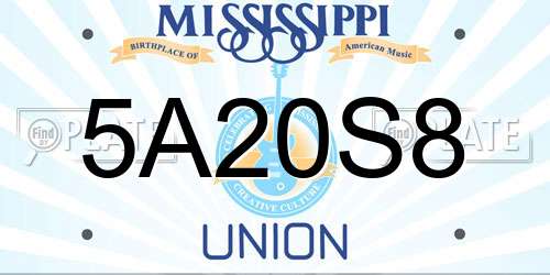 5A20S8 Mississippi License Plate