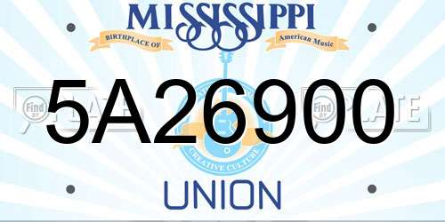 5A26900 Mississippi License Plate