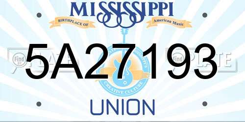 5A27193 Mississippi License Plate
