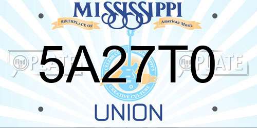 5A27T0 Mississippi License Plate