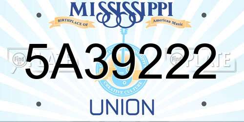 5A39222 Mississippi License Plate