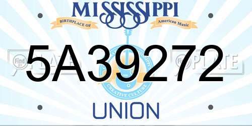 5A39272 Mississippi License Plate